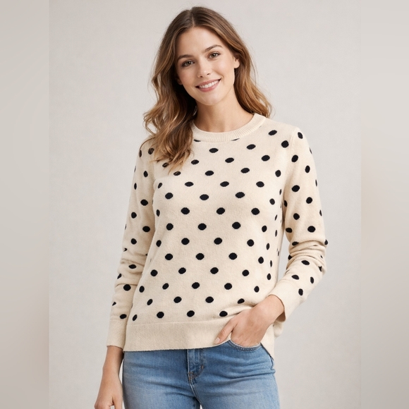 GAP Tops - GAP Cream Crewneck Sweater with Black Polka Dots. Size M. #E20